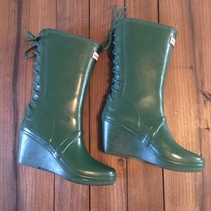 Hunter Verbier Wedge Lace Up Rain Boots